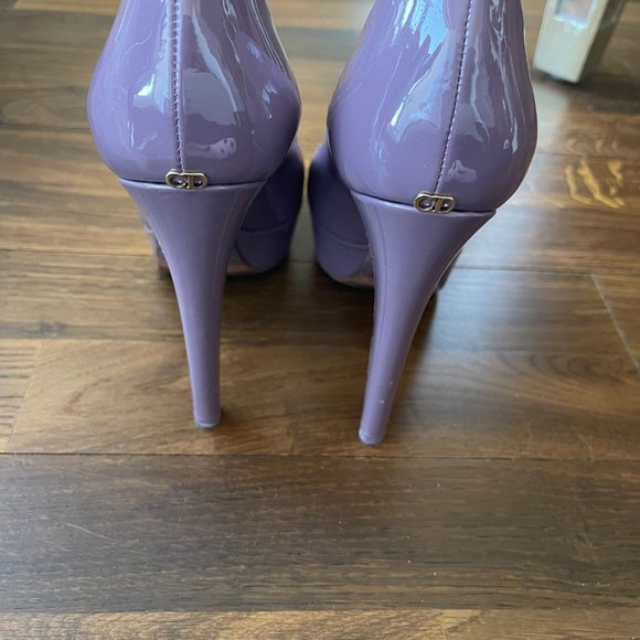 CHRISTIAN DIOR PATENT LEATHER LAVENDER PEEP TOE PLATFORM - Picture 3 of 4